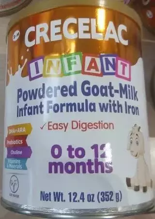 CRECELAC INFANT Powdered Goat-Milk Infant Formula with Iron 0 to 12 months - Net Wt. 12.4 oz (352g) second label