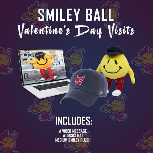 WORCESTER, MA - JUNE 11: Worcester Red Sox mascot Smiley Ball