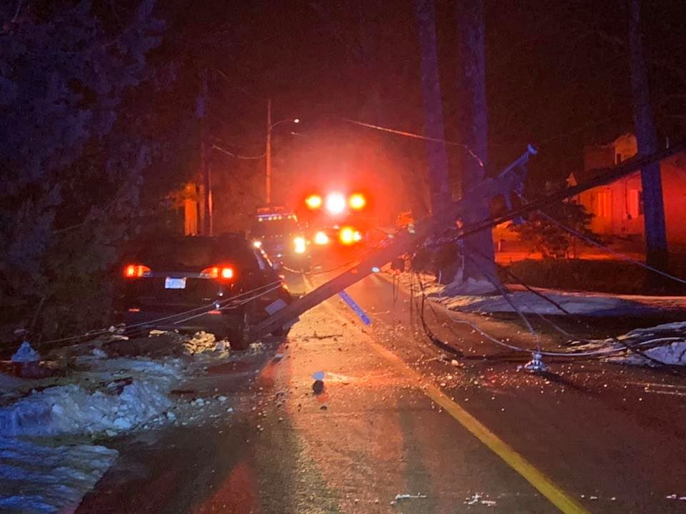 Utility Pole Down After Major Car Crash In Auburn